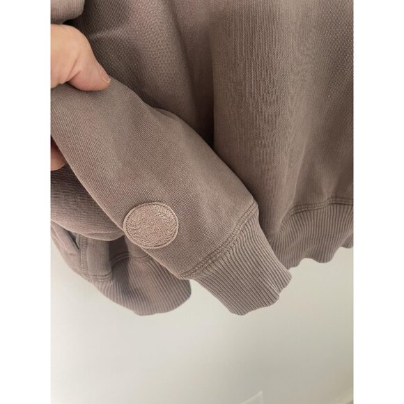PINK Victoria's Secret Sweatshirt Womens XL Taupe Quarter Zip Mock Neck Fleece - Picture 5 of 9